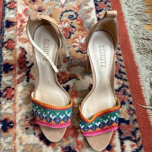SCHUTZ Colorful Embroidered Heels